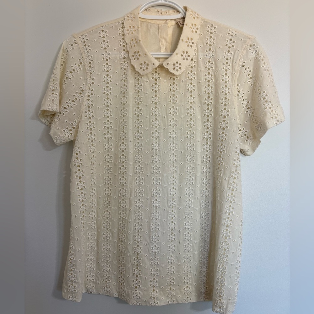 Adorable Collared Eyelet Top , JCrew Factory 
Size Medium
